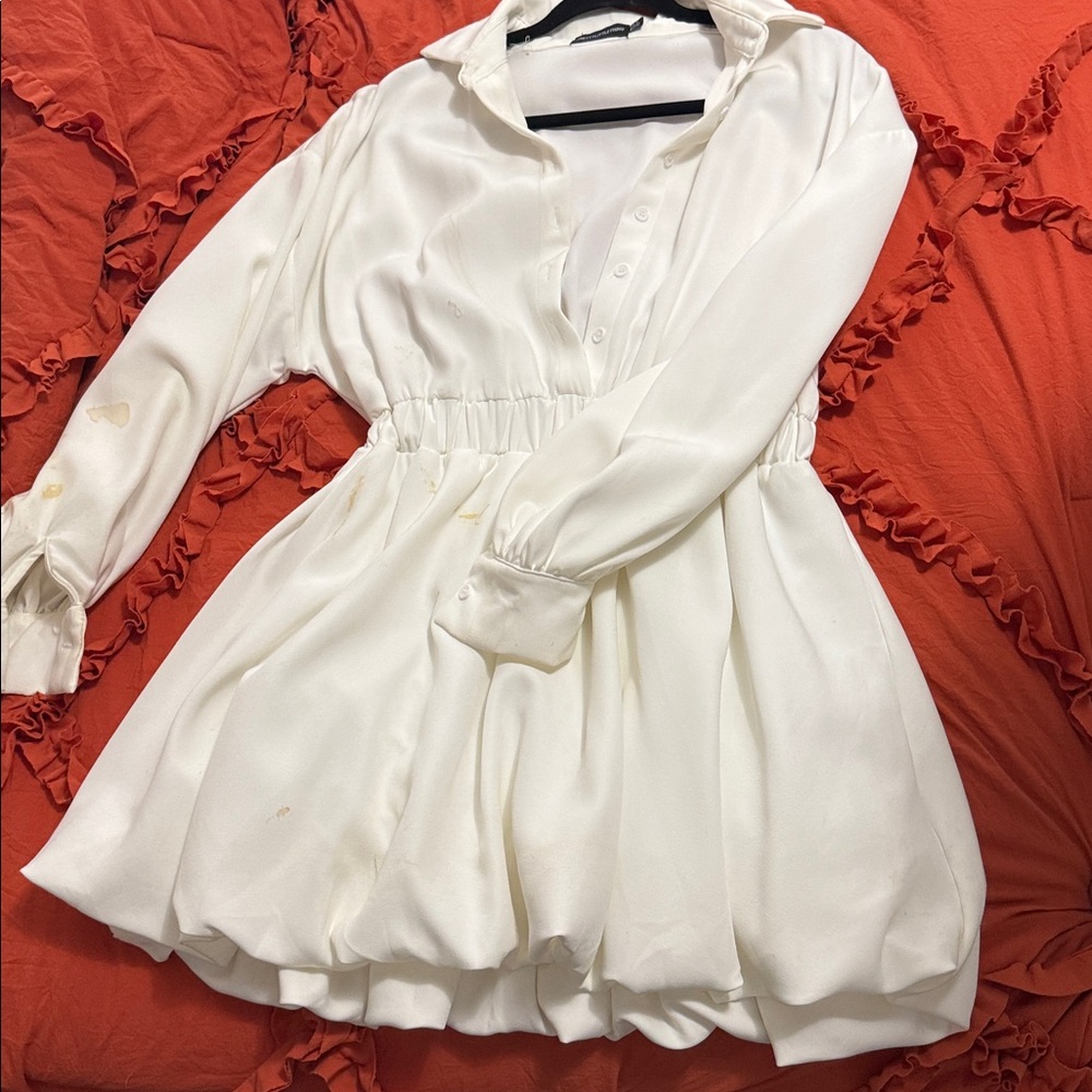 PrettyLittleThing White Long Sleeve Dress